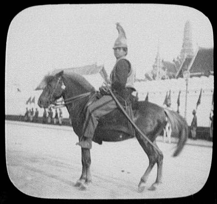 1894 Siamese Mounted Cavalryman on Palace Grounds
