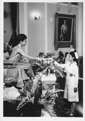 HM Queen Sirikit overseeing a 1968 Nursing Graduating Ceremony