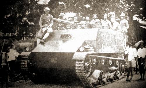 Tank &amp; Troops on BKK streets during 1932 revolutionary coup d'etat