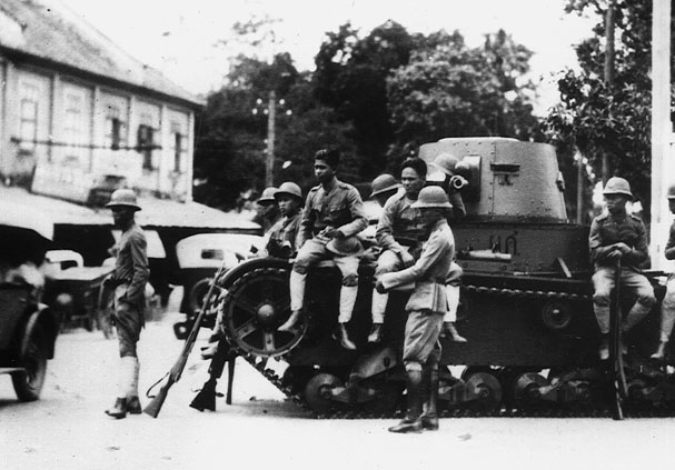 Tanks &amp; Troops in the streets of Bangkok following the 1932 coup d'etat